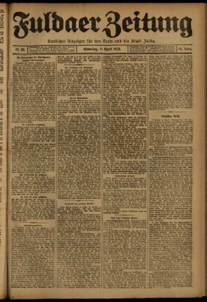 Erste Ausgabe vom Samstag, den 09. April 1921.
