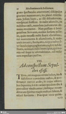VIII. Ad conspectum Sepulchri effossi