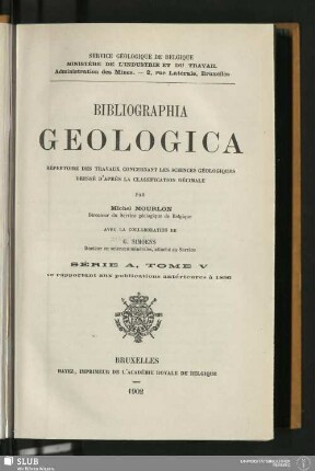 5.1902: Bibliographia geologica
