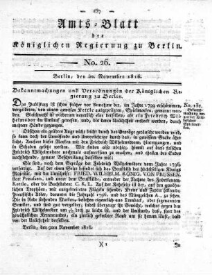 No 26, 20. November 1816