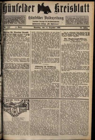 Zweite Ausgabe vom Samstag, den 14. Dezember 1929.