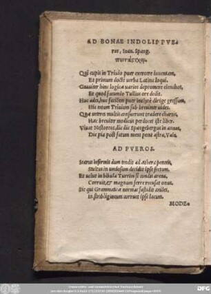 Ad Bonae Indolis Pueros, Ioan. Spang.
