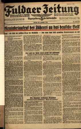 Ausgabe vom Freitag, den 02. Januar 1942.