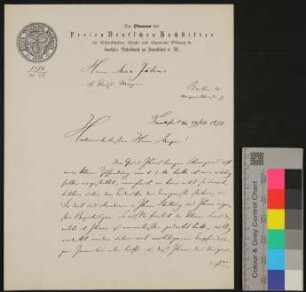 Brief von Georg Heinrich Otto Volger an Max Jähns vom 29.07.1878