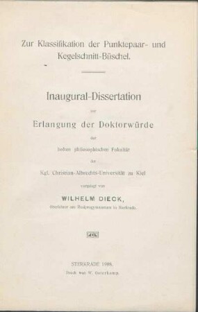 Zur Klassifikation der Punktepaar- und Kegelschnitt-Büschel