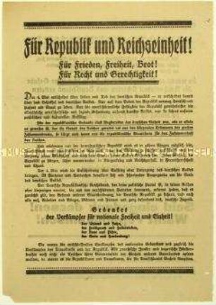 Aufruf des Deutschen Republikanischen Reichsbundes zur Reichstagswahl am 4. Mai 1924