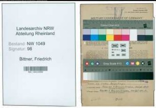 Entnazifizierung Friedrich Bittner , geb. 10.02.1916 (Bahnbeamter)