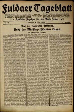 Ausgabe vom Dienstag, den 04. Mai 1920.