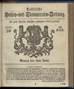 23. Stueck, Montag den 6ten Junii 1757
