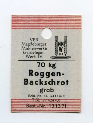 VEB Mühlenwerke Magdeburg Gardelegen