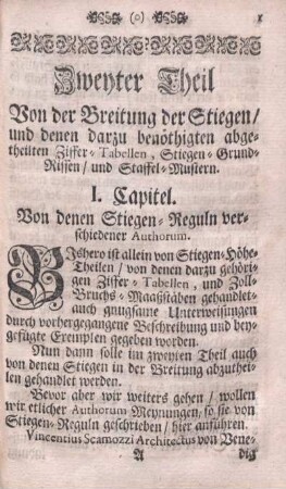 I. Capitel. Von denen Stiegen- Reguln verschiedener Authorum.