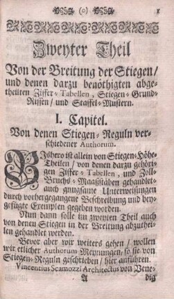 I. Capitel. Von denen Stiegen- Reguln verschiedener Authorum.