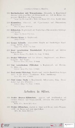Arbeiten in Silber (Nr. 268-290)