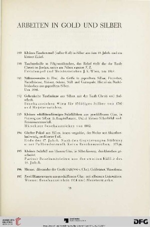 Arbeiten in Gold und Silber (Nr. 189-211)
