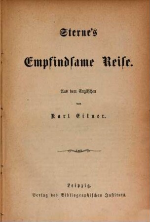 Sterne's Empfindsame Reise