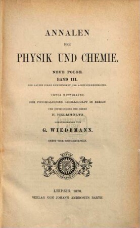Annalen der Physik. 239 = N.F., Bd. 3. 1878