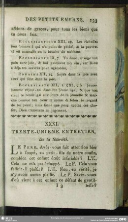 XXXI. Trente-Unieme Entretien
