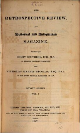 The retrospective review. 1. 1827