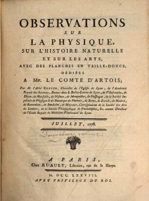 Observations sur la physique, sur l'histoire naturelle et sur les arts. 12. 1778 = Part 2