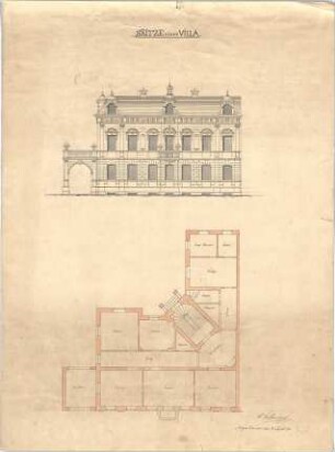 Reiffenstuel, Carl; München; Villa - Grundriss, Ansicht