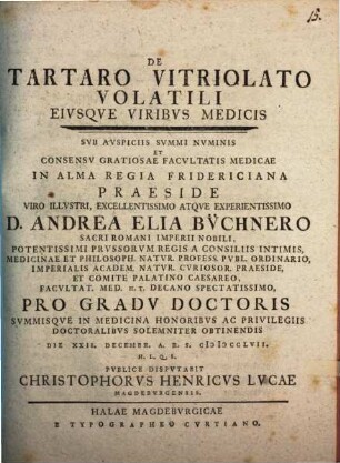 De Tartaro Vitriolato Volatili Eivsqve Viribvs Medicis