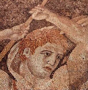 Pella, Mosaik, Hirschjagd, Detail