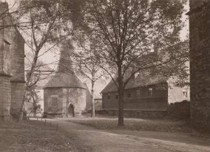 Chemnitz-Ebersdorf, Stiftskirche Ebersdorf, Marienkapelle und Gehöft von Westen