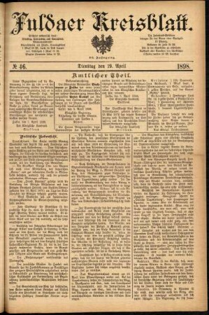 Ausgabe vom Dienstag, den 19. April 1898.