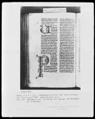 Ambrosius, Commentarii in epistulas Pauli und anderes — Initiale U (t horum) und Initiale P (aulus), Folio 69 verso