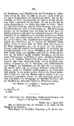 Stellung der städtischen Schuldeputationen und einzelner Mitglieder derselben : [V. Elementarschulwesen]
