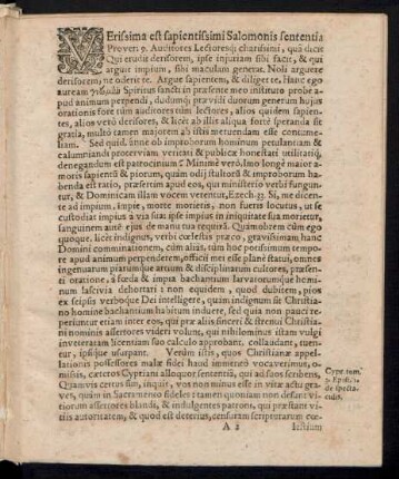 Verissima est sapientissimi Salominis sententia Prover: 9. Auditores Lectoresq[ue] charissimi, qua[m] dicit Qui erudit derisorem ...