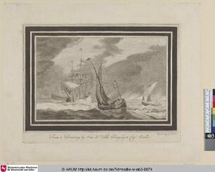 [Ruhige See mit vie Segelschiffen; Four ships on a calm sea]