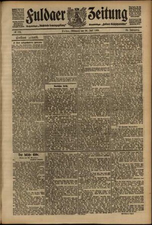 Erste Ausgabe vom Mittwoch, den 29. Juli 1908.