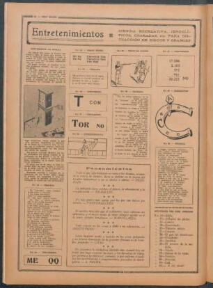 Entretenimientos : Ciencia recreativa, jeroglíficos, charadas, etc. para distracción de chicos y grandes