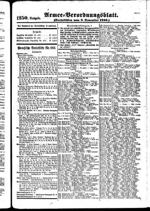 1250. Ausgabe. Mittwoch, 8. November 1916