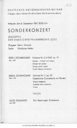 Sonderkonzert [...] der Staatlichen Philharmonie Lodz