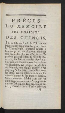 Précis Du Mémoire Sur L'Origine Des Chinois