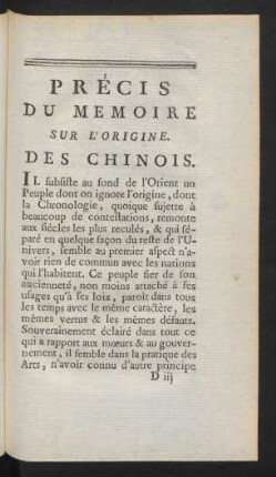 Précis Du Mémoire Sur L'Origine Des Chinois