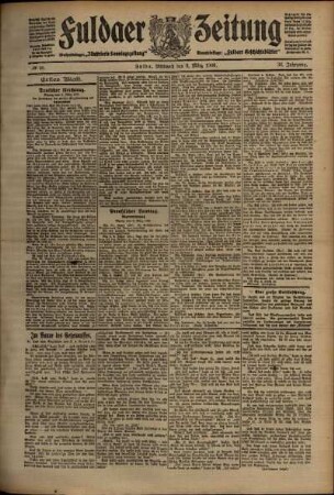 Erste Ausgabe vom Mittwoch, den 03. März 1909.