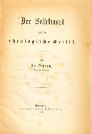 Der Selbstmord und die theologische Kritik