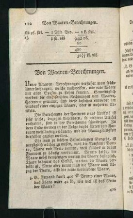 112-211, Von Waaren-Berechnungen