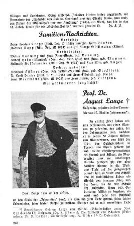Prof. Dr. August Lange
