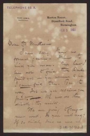 Schreiben an Hermann Muthesius (Brief)