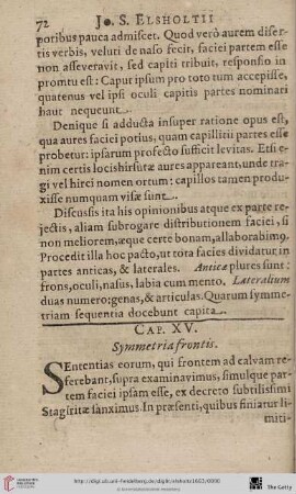 Cap. XV.: Symmetria Frontis