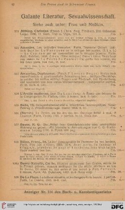 Galante Literatur, Sexualwissenschaften (Nr. 531 - 605)