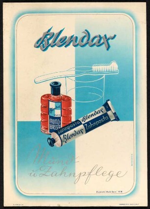 Reklameschild : Werbeaufsteller für Blendax-Zahnpasta (Mund und Zahnpflege), VEB Kosmetik-Werk Gera