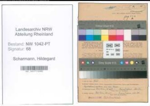 Entnazifizierung Hildegard Scharmann , geb. 23.02.1909 (Postbeamtin)