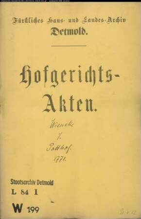 Wieneke, Joh. Christoph zu Brokhausen gegen Franz Ernst Potthof zu Brokhausen - Hudeberechtigung