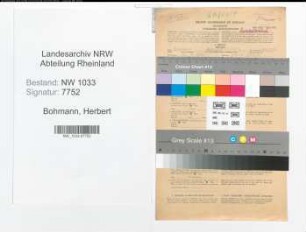 Entnazifizierung Herbert Bohmann , geb. 18.04.1920 (Polizeianwaerter)