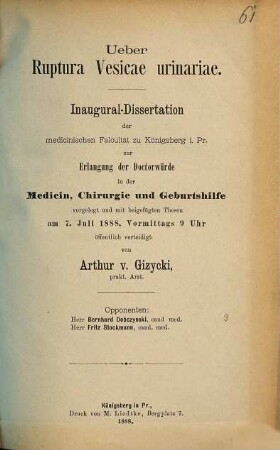Ueber ruptura vesicae urinariae : Inaug.-Diss.